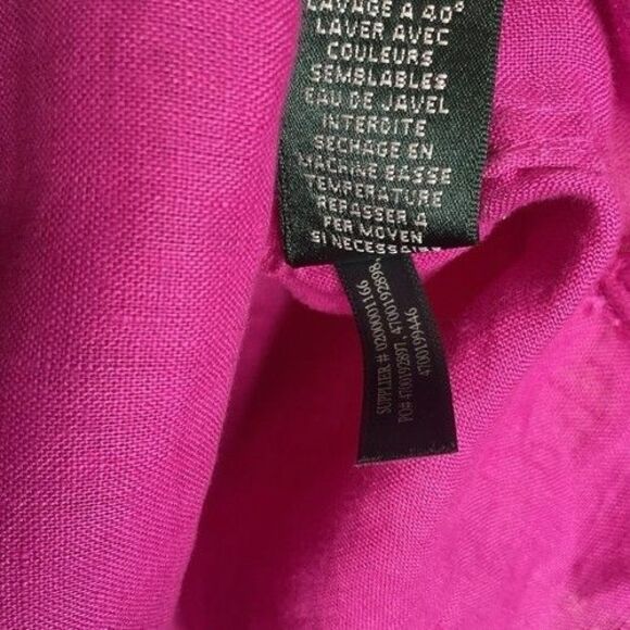 Lauren Ralph Lauren 100% Linen Long Sleeve Button Up Shirt Women Size Medium - Picture 3 of 10